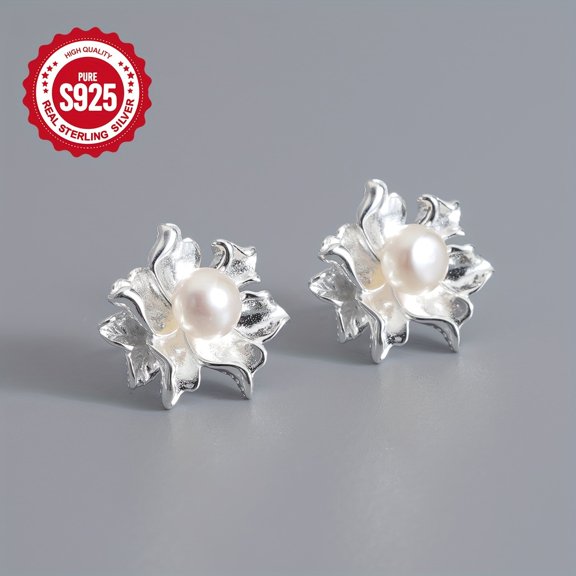 1 Pair of 2, Total Weight 5.4G, S925 Pure Silvery Freshwater Pearl Earrings. Natural Pearls Have Different Sizes And Shapes And Minor Imperfections Are Normal Phenomena. Suitable for Daily Wear by