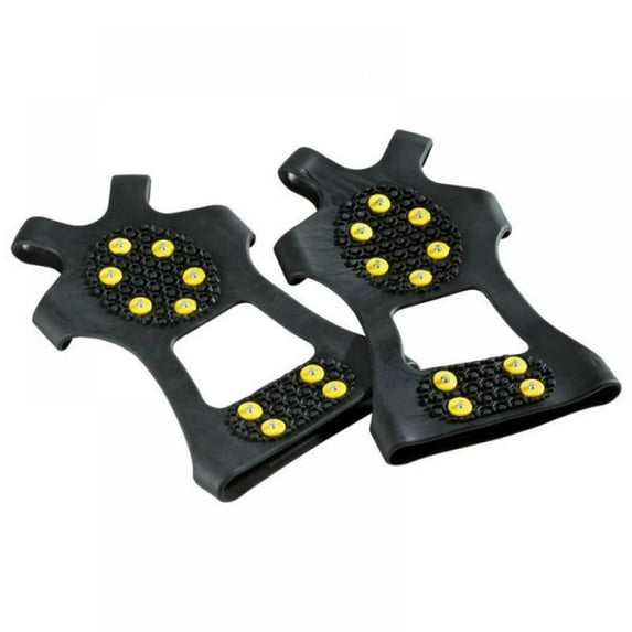 1 Pair 24 Studs Anti-Slip Snow Ice Gripper Ice Climbing Shoe Grips Crampons Cleats Chain Claws Ice Climbing Overshoes,Black