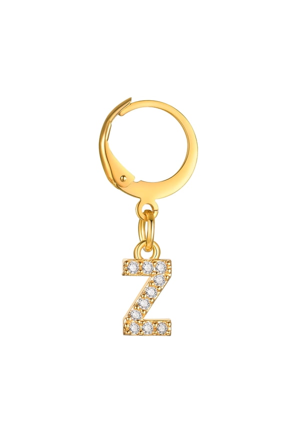 1 Pair 26 Alphabet Letter Drop Earrings for Women,Delicate Initial Cubic Zircon Names Ear Hoop Jewelry,Gifts for Her