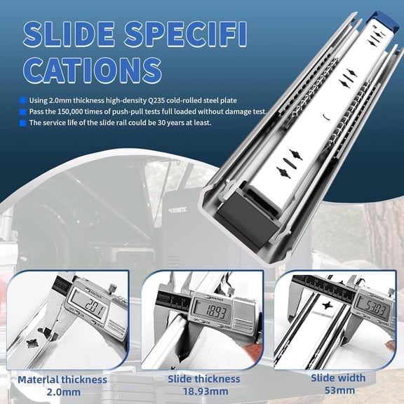 1 Pair 260 Lbs Heavy Duty Locking Drawer Slides Full Extension Ball Bearing Rail with Lock 12 14 16 18 20 22 24 26 28 30 32 36 40 inch Side Mount Industrial Tool Box Runner(24 inch,with M5 Screws)