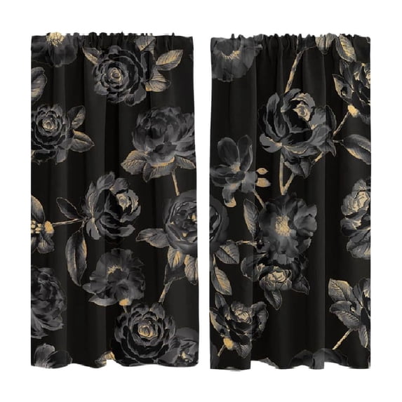 1 Pair 2D Printed Kitchen Short Curtain Panels Washable Easy Install Window Drapes, Decorative Patterned Small Window Curtains For Kitchen Bedroom Bathroom, Light Filtering Short Window Treatments