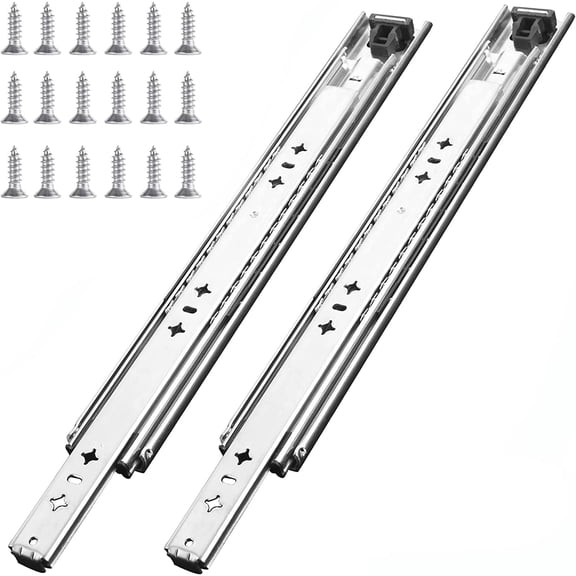 1 Pair 30 Inch 260 Lb Capacity Heavy Duty Locking Drawer Slides with Screws,Side Mount Full Extension 3 Fold Ball Bearing Stainless Steel Drawer Rails,Hardware Drawer Runners Tracks