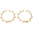 thumbnail image 1 of 1 Pair 304 Stainless Steel Hoop Earrings Non-allergenic Earrings Golden Hoop Earrings with Round Beads for Women Birthday Festival Elegant Gifts Jewelry 42.5x39.5x3~4mm Pin: 0.5x0.9mm, 1 of 2