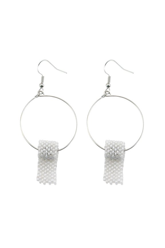 1 Pair 3D Roll Paper Earrings Personalized Decorative Roll Paper Earring with Decor for Women (Silver)