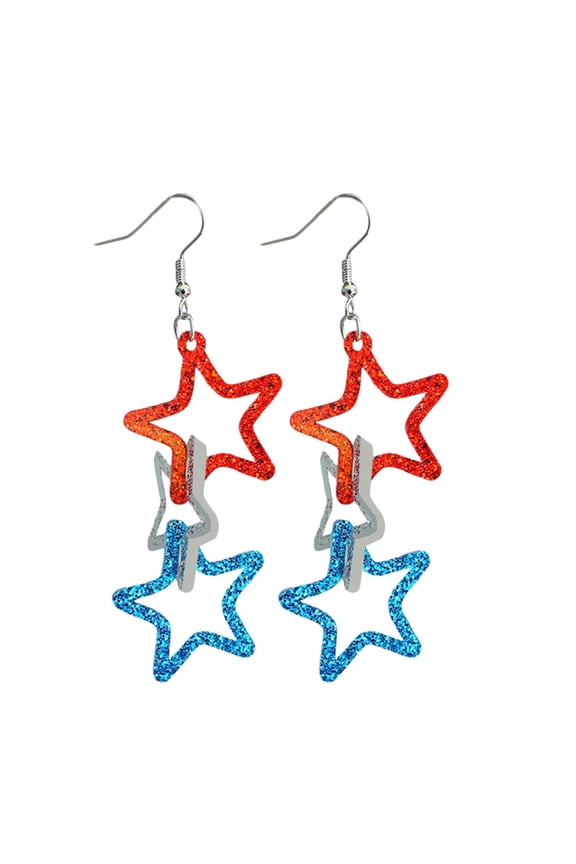 1 Pair 4th of July Earrings Patriotic Earrings for Women - Memorial American Flag USA Dangle Jewelry - Independence Fourth of July Outfits Accessories