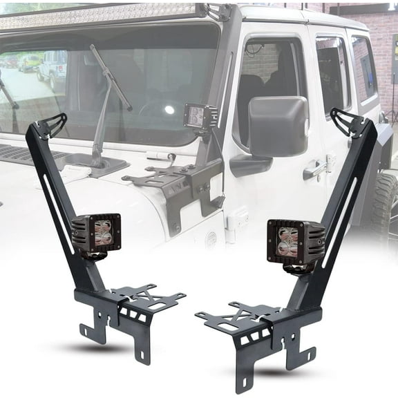 1 Pair 50 - 52 inch A-Pillar LED Light Bar Windshield Mount Brackets Compatible with 2018-2026 Jeep Wrangler JL,Bar Mounting Bracket Compatible with 2019-2026 Jeep Gladiator JT,Style 2