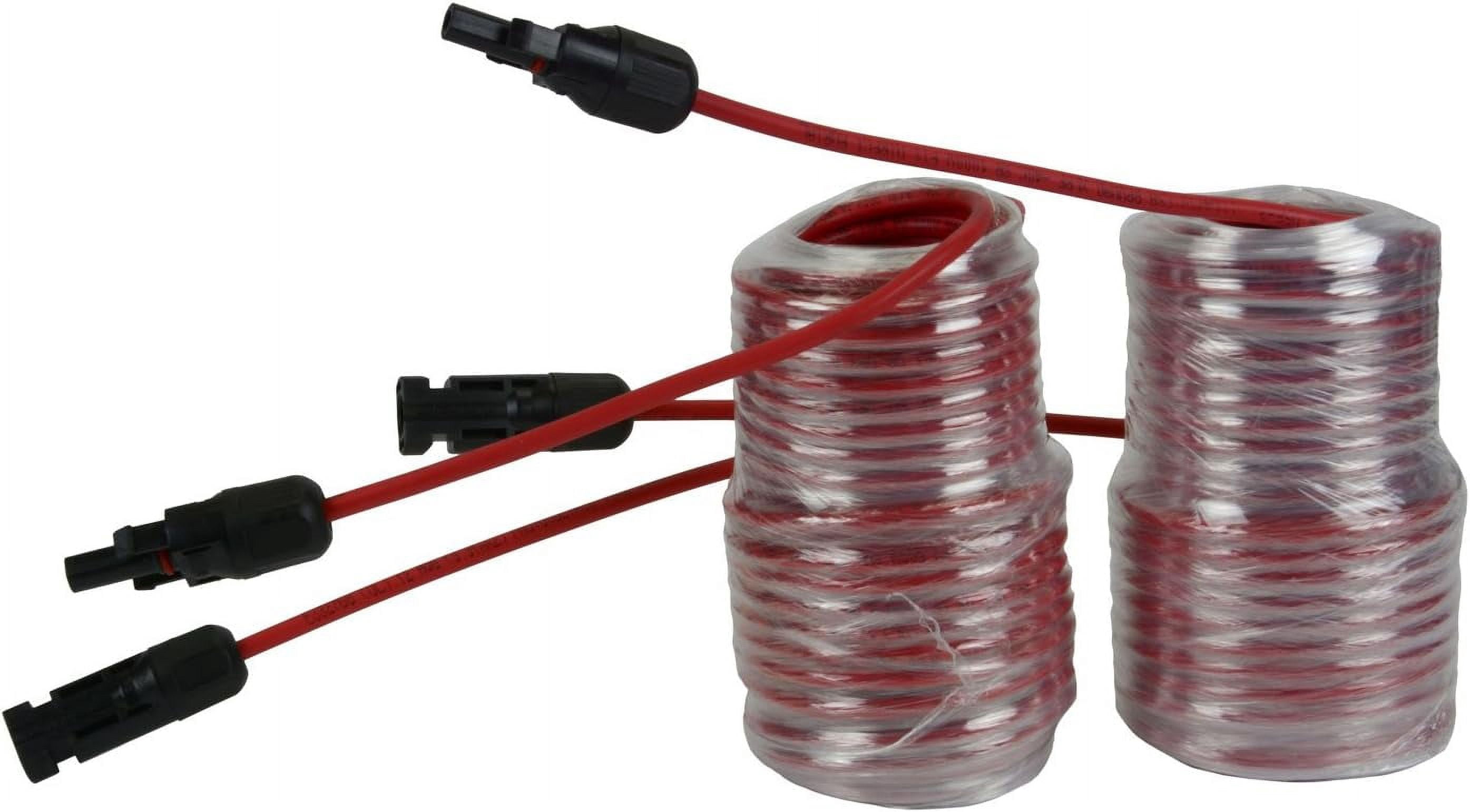1 Pair 50 ft Solar Panel Extension Red Connector Male Female 12 AWG Gauge PV Cable Wire