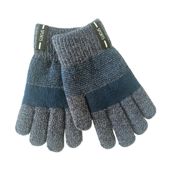 1 Pair 6-12 Years Kids Gloves Striped Knitted Autumn Winter Contrast Color Ribbed Cuff Gloves for Outdoor