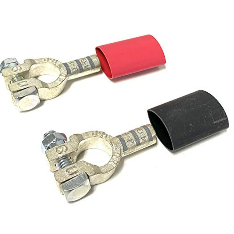 Positive and Negative Pure Copper Top Post Battery Cable Ends Terminal Connectors with Dual Wall Adhesive Heat Shrink Tubing