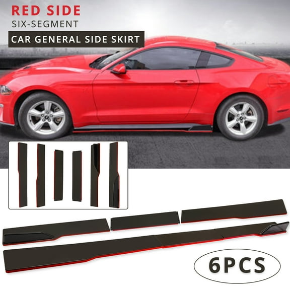 1 Pair 6 PCS Universal 2M Side Skirts Extension Rocker Panels Lip Splitters BMW ABS Car Accessories Car Styling