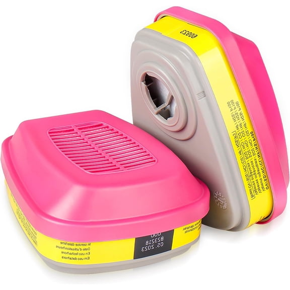 (1 Pair) 60923 Respirator Cartridge Particle Filter, Helps Protect Against Organic Vapors, Acid Gases, Chemical and Particulates
