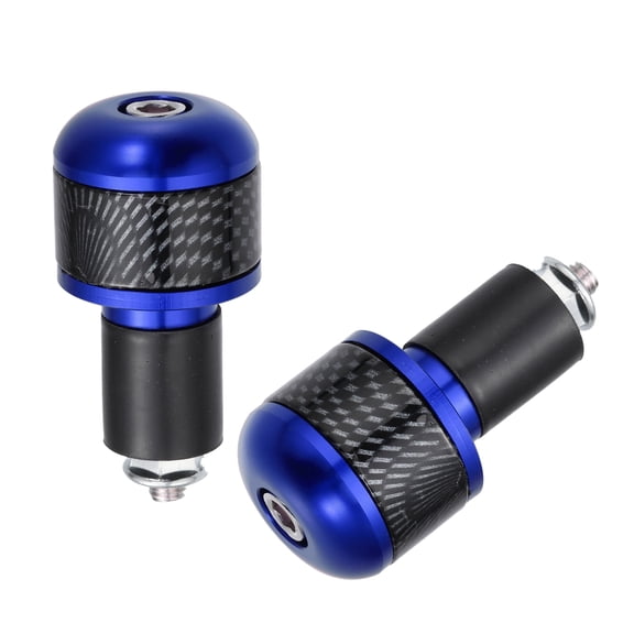 1 Pair 7/8" 22mm Blue Motorcycle Handlebar End Grips Bar Ends Plug Cap Carbon Fiber Pattern