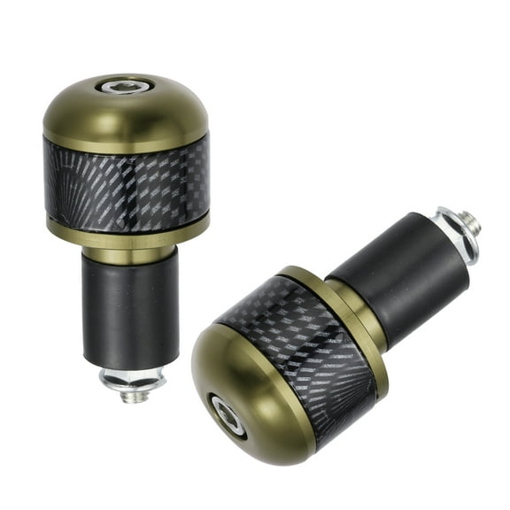1 Pair 7/8" 22mm Bronze Tone Motorcycle Handlebar End Grips Bar Ends Plug Cap Carbon Fiber Pattern