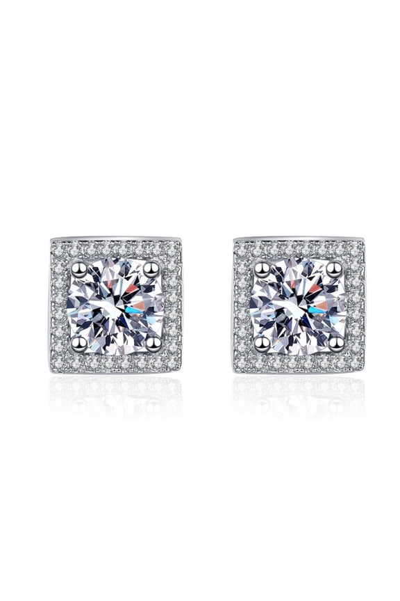 1 Pair 925 Sterling Silver 1 Carat*2 Moissanite Stud Earrings, High-End Fashionable Design, Trendy, Elegant for Women, Perfect Gift for Birthdays, Anniversaries, Valentine's, Mother's Day