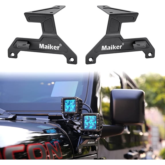 1 Pair A-Pillar Light Mounting Brackets for 2018-2025 Jeep Wrangler JL/JLU & Gladiator JT