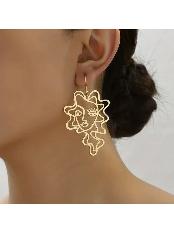 1 Pair Abstract Beauty Face Dangle Earrings Women Unique Personality Jewelry Birthday Gift