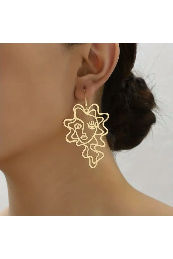 1 Pair Abstract Beauty Face Dangle Earrings Women Unique Personality Jewelry Birthday Gift