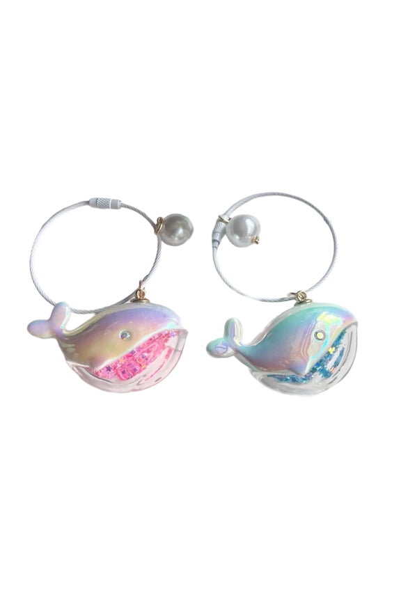 1 Pair Acrylic Whale Keychains Waterproof Bag Charm Elegant Bag Pendant Acrylic Texture for Daily Use or Present