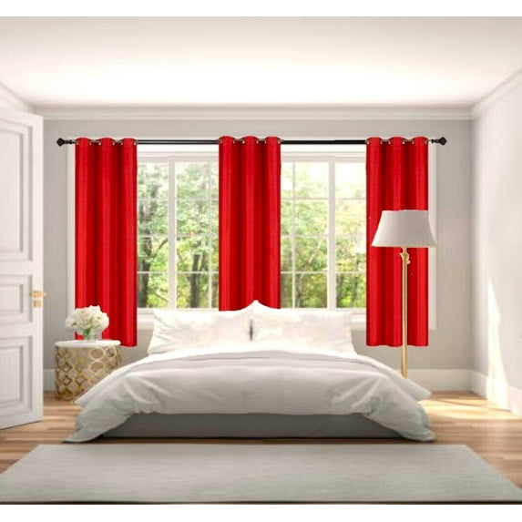 1 Pair Adam Red 63" length Short Panels 100% Blocking Sun Light Privavy Window Curtain Grommets For Bedroom