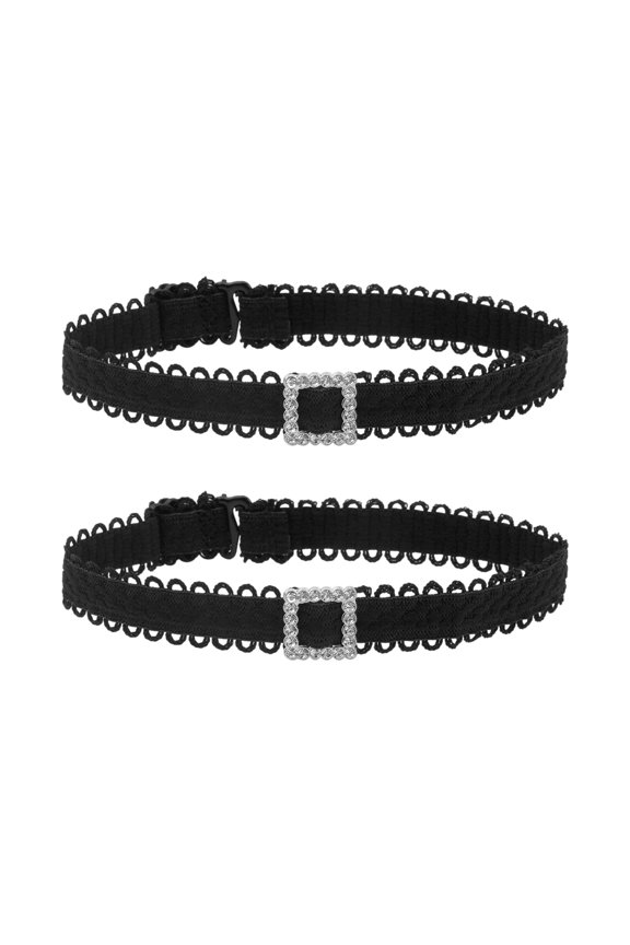 1 Pair Adjustable Anti-Slip Rhinestone Buckle Lace Strap High Heels without Binding Square One Size