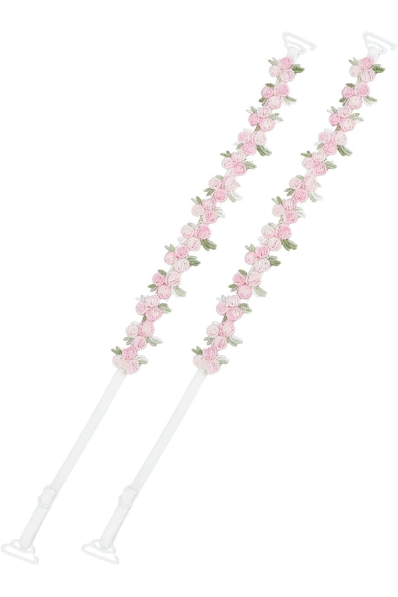 1 Pair Adjustable Bra Straps Flower Polyester Embroidered Lace Shoulder Straps Pearl Pink 290~330x21.5x4.5mm