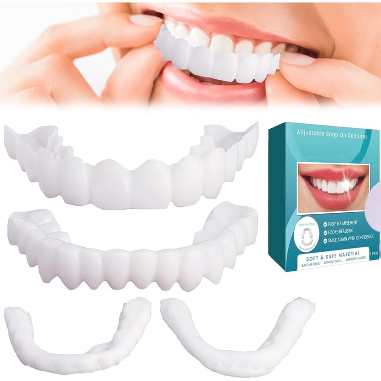 Bexikou Adjustable Snap-On Dentures, Temporary Teeth Veneers Kit for Women  and Men - Walmart.com