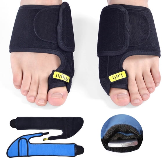 1 Pair Adjustable Toe Splints Brace Big Toe Straighteners Toe Separators For Bunion, 15.75 inch, Black 1Pack