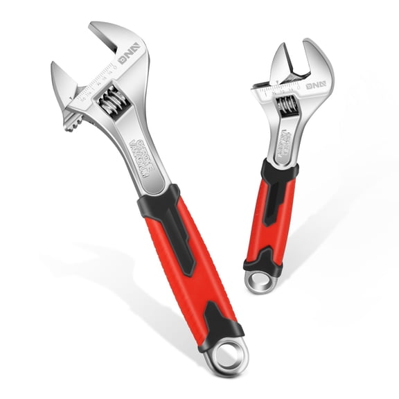 8"+12" Durable 1-1/4" / 1-5/8" Jaw Opening Adjustable Wrench W/Rubberized Grips