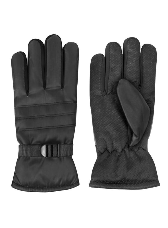 1 Pair of Adult One Size Insulated Waterproof Windproof Cold Winter Weather Gloves for Snow, Wind, Rain, Hail, Freezing Temperatures and Harsh Climates in Black