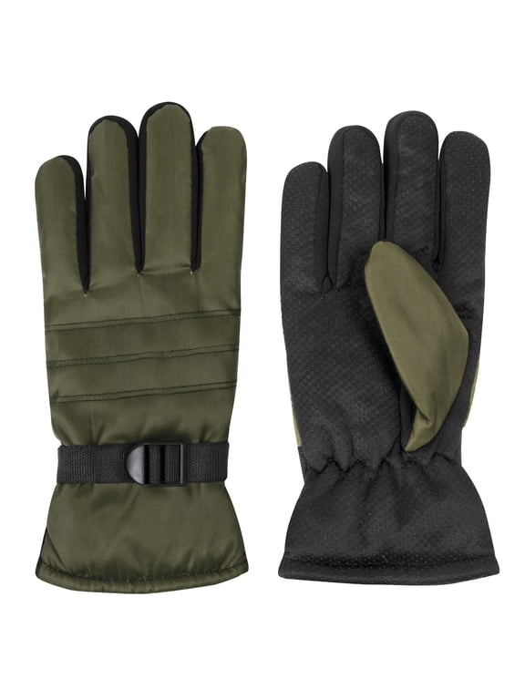 1 Pair of Adult One Size Insulated Waterproof Windproof Cold Winter Weather Gloves for Snow, Wind, Rain, Hail, Freezing Temperatures and Harsh Climates in Forest Green