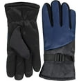 thumbnail image 1 of 1 Pair of Adult One Size Two Tone Insulated Waterproof Windproof Cold Winter Weather Gloves for Snow, Wind, Rain, Hail, Freezing Temperatures and Harsh Climates in Navy Blue and Black, 1 of 6