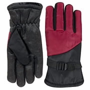 1 Pair of Adult One Size Two Tone Insulated Waterproof Windproof Cold Winter Weather Gloves for Snow, Wind, Rain, Hail, Freezing Temperatures and Harsh Climates in Red and Black