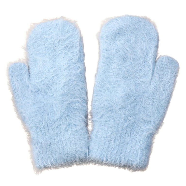1 Pair Adults Mittens Thickened Stretchy Soft Fuzzy Cozy Cold
