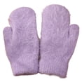 thumbnail image 1 of 1 Pair Adults Mittens Thickened Stretchy Soft Fuzzy Cozy Cold Resistant Solid Color Windproof Winter Women Gloves for Outdoor,Light Purple, 1 of 8