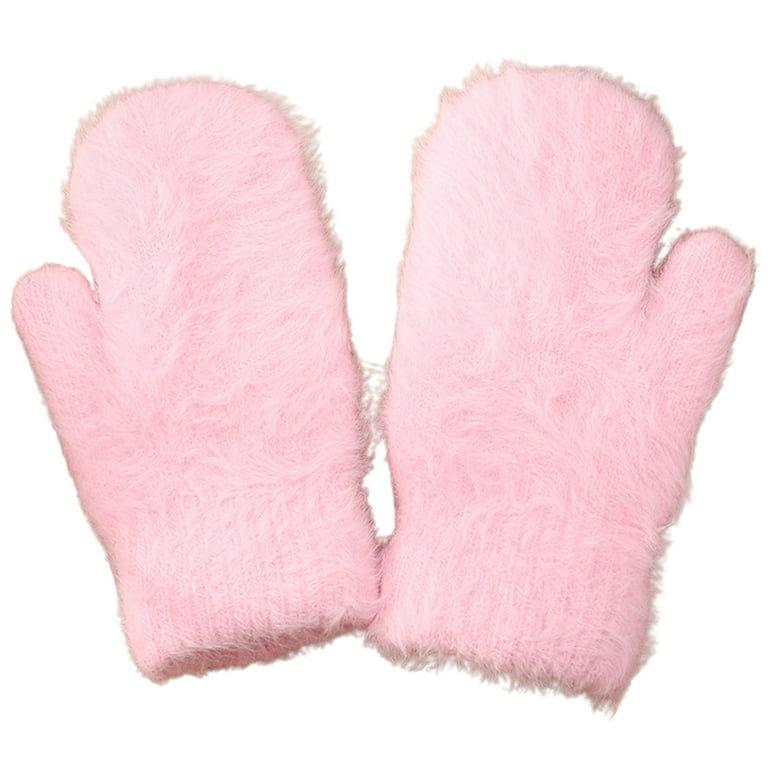 1 Pair Adults Mittens Thickened Stretchy Soft Fuzzy Cozy Cold