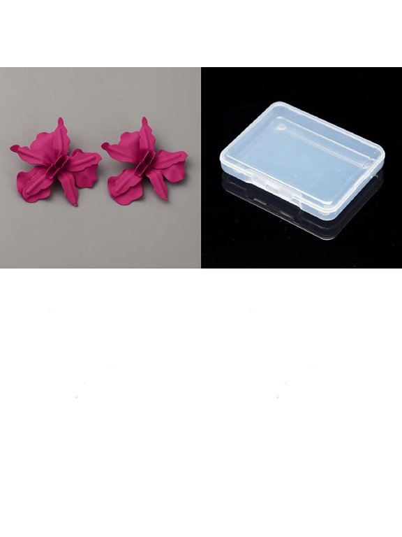1 Pair Alloy Flower Stud Earrings Florid FlatBack Stud Stack Dangle Cartilage Jewelry for Women 74x77mm Pink