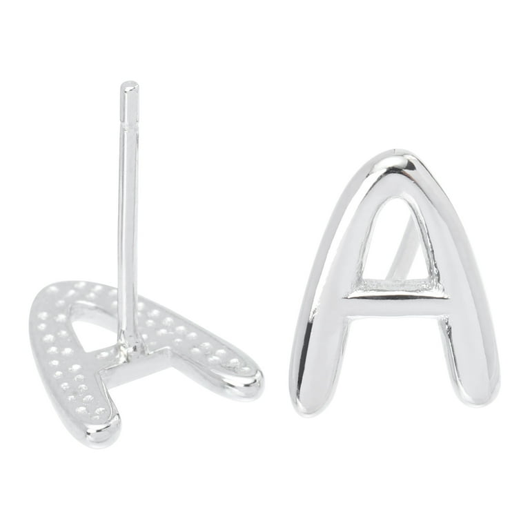 1 Pair Alphabet Letter Earring Letter Stud Earrings A Initial Stud Pierced Studs Adult Unisex Size 1X0.7cm Grey Type