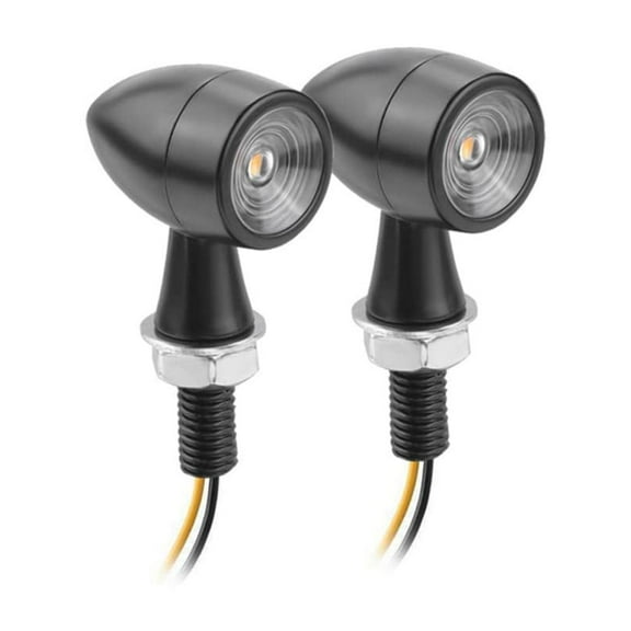 1 Pair Aluminum + Pc Lens Motorcycle Led Mini Turn Signal Waterproof Anti-Scratch Retro Style Metal Signal Light 2 Packs