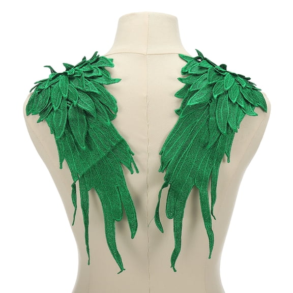 1 Pair Angel Wing Applique, Lace Sew on Patch for DIY Craft Decoration for Sewing Accessories DIY Craft, Green