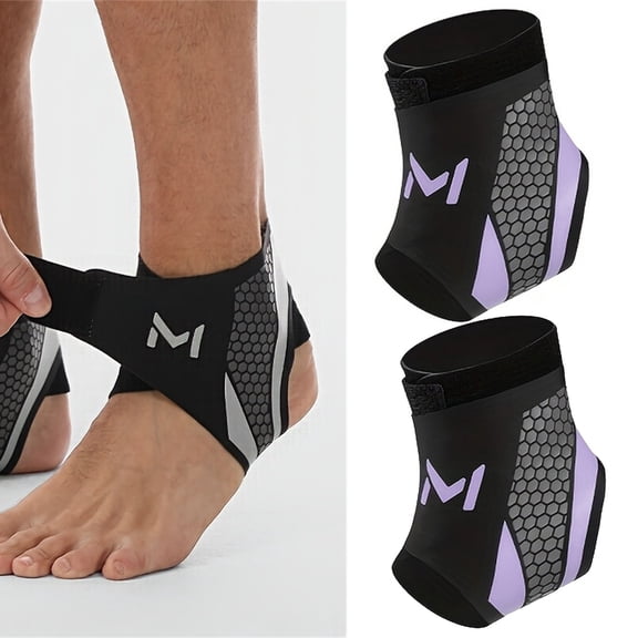1 Pair Ankle Brace Compression Support Stabilizer for Men Women, Ankle Support with Adjustable Wrap for Sports Training & Daily Activity, Breathable Neoprene Sleeve Sports Brace, Lightweight - Purple