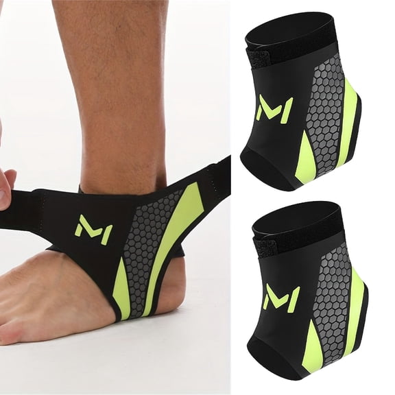 1 Pair Ankle Brace Compression Support Stabilizer for Men Women, Ankle Support with Adjustable Wrap for Sports Training & Daily Activity, Breathable Neoprene Sleeve Sports Brace, Lightweight - Green