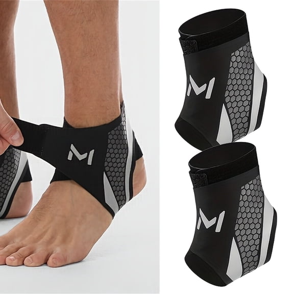 1 Pair Ankle Brace Compression Support Stabilizer for Men Women, Ankle Support with Adjustable Wrap for Sports Training & Daily Activity, Breathable Neoprene Sleeve Sports Brace, Lightweight - Gray