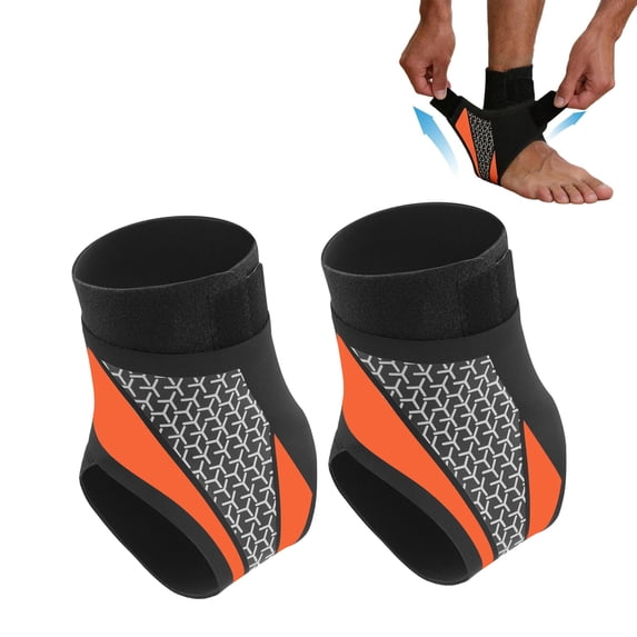 1 Pair Ankle Support Brace, Open Heel Compression Stabilizer with Adjustable Straps, Breathable Honeycomb for Running Yoga Sports Sprain Recovery Unisex, Comfort,Orange - 1Pair