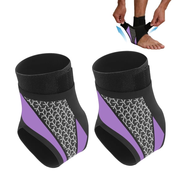 1 Pair Ankle Support Brace, Open Heel Compression Stabilizer with Adjustable Straps, Breathable Honeycomb for Running Yoga Sports Sprain Recovery Unisex, Comfort,Purple