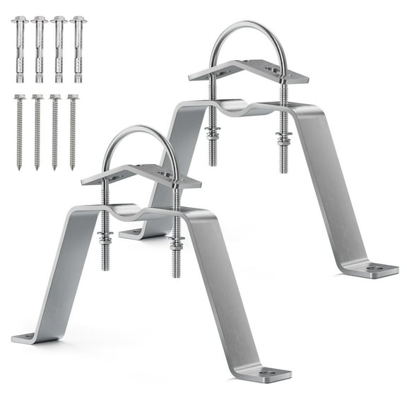 2 Pcs 4" Antenna Mast Wall Mounting Bracket 304 Stainless Steel Antenna Pole Clamp for Home TV CB Ham Outside Installation
