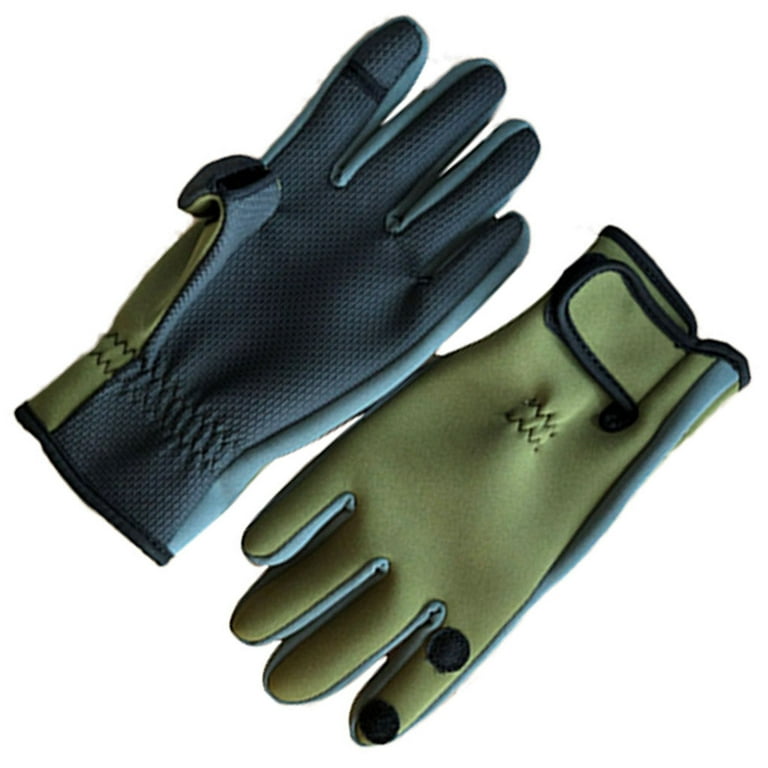 1 Pair Anti\-Slip Outdoor Fishing Gloves 3 Cut Finger Sports Gloves Men  Cycling Hunting Camouflage Thermal Warm yellow green XL