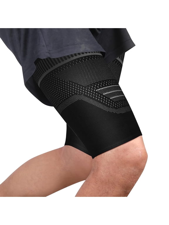 1 Pair Anti-Slip Thigh Compression Sleeves for Men & Women, Breathable Hamstring & Quad Support Sleeve for Sports, Workout, Muscle Strain Relief & Recovery