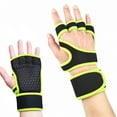thumbnail image 1 of 1 Pair Anti-slip Silicone Shockproof Half Finger Gloves Adjustable Hook Loop Fasteners Gym Hand Wrist Palm Protector Gloves Sport Supplies, 1 of 8