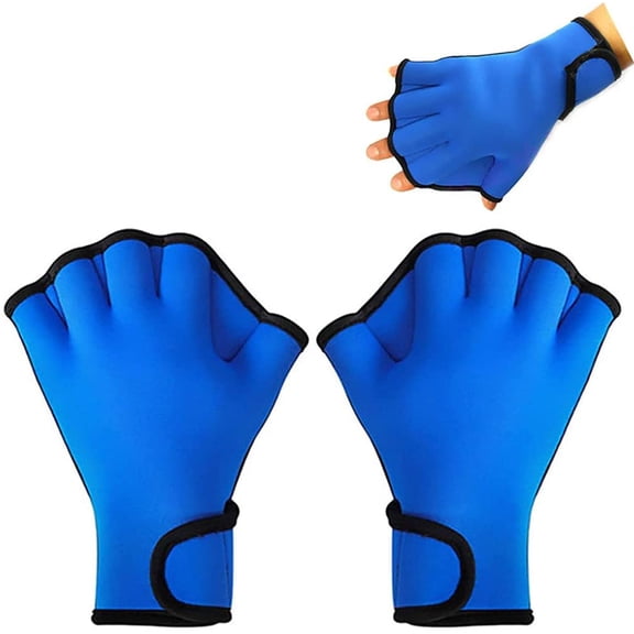 1 Pair Aquatic Swim Gloves Training Swimming Gloves Neoprene Water Resistance Webbed Gloves for Men Women Adults Water Fitness Training
