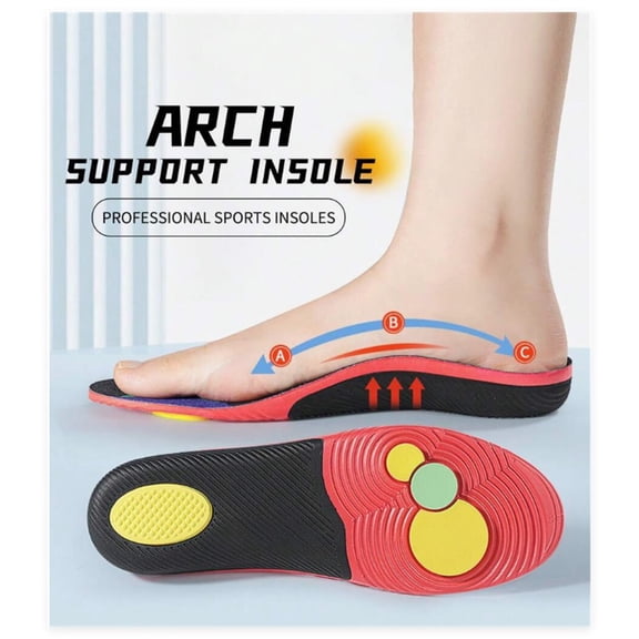 1 Pair Arch Support Shoe Insoles With High Elastic Shock Absorption And Anti-Twist, Unisex Sweat-Absorbing Breathable Shoe Accessories-Red and Black EUR39-40